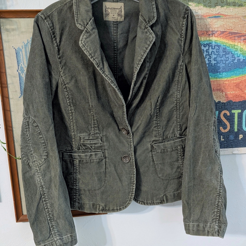 VTG ​Ruff Hewn Olive Green Corduroy Blazer Jacket - Size M